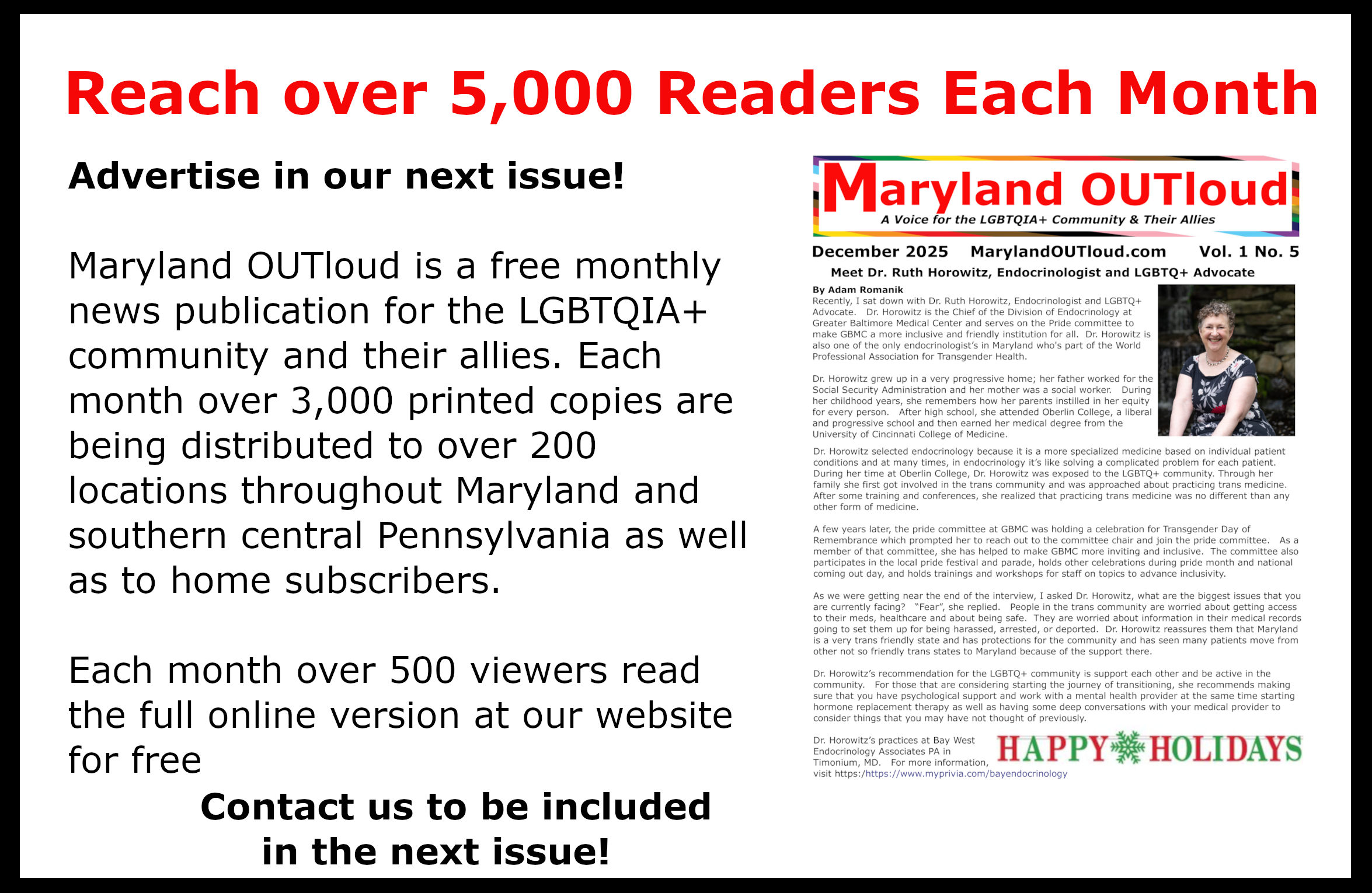Maryland OUTloud Advertising Ad image