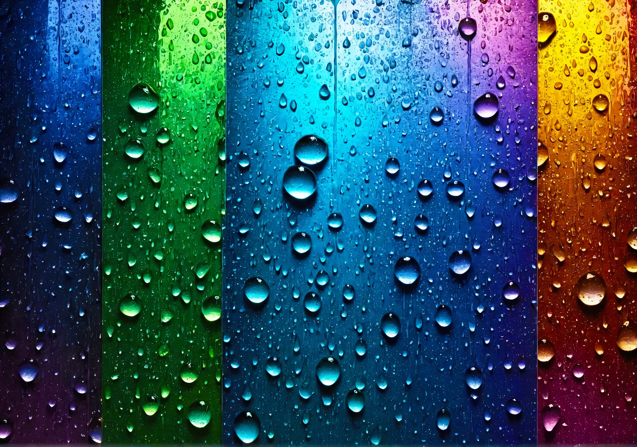 Rainbow with Rain Drops